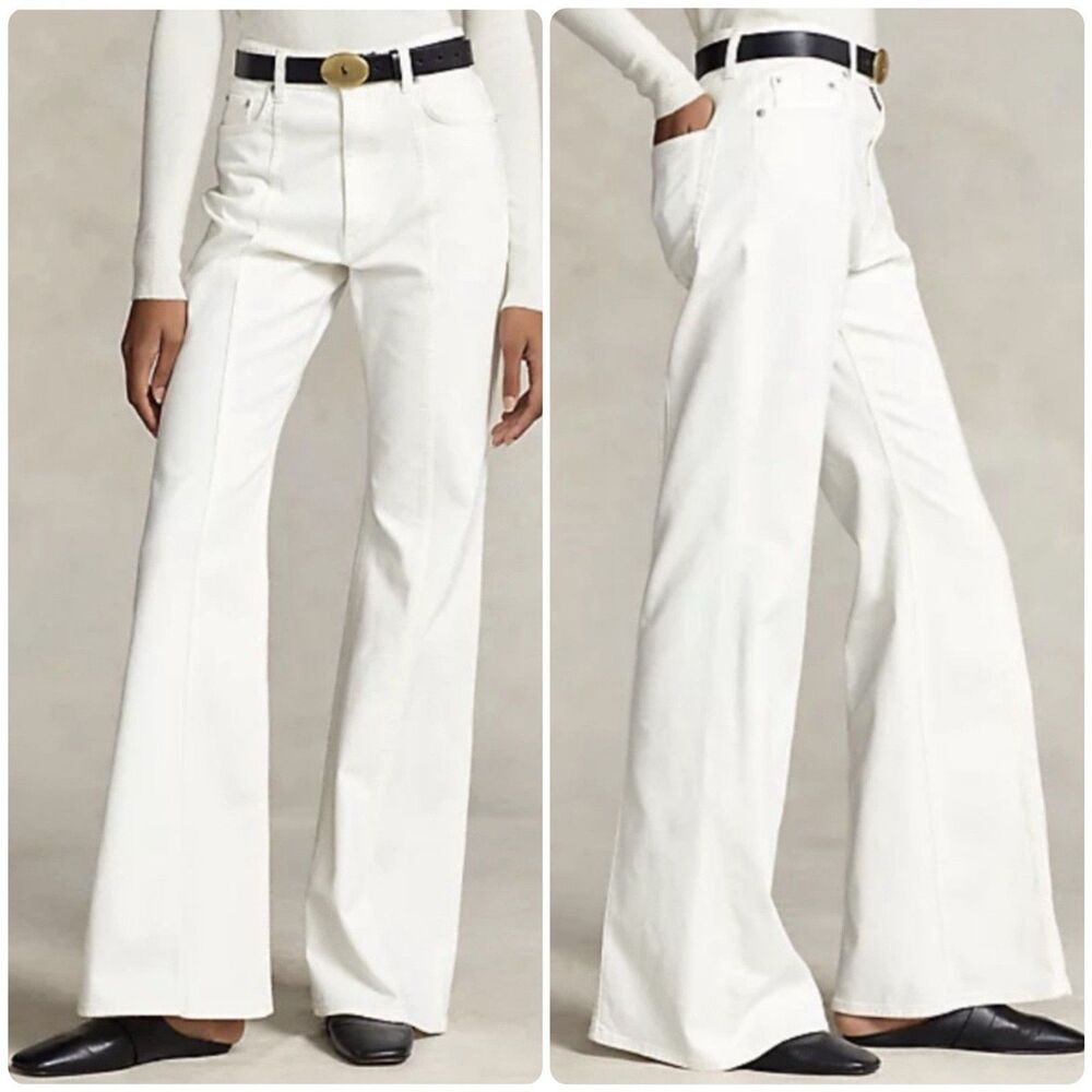 Polo Ralph Lauren Denim & Supply Stretch Twill Seamed Flare White Pant Size 30